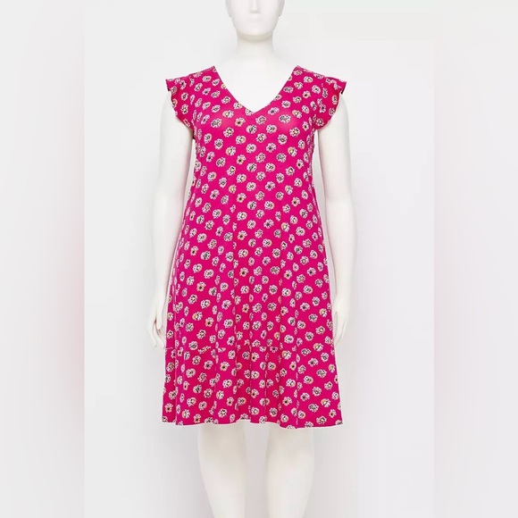 LOFT Pink Floral V-neck Dress - Picture 4 of 4